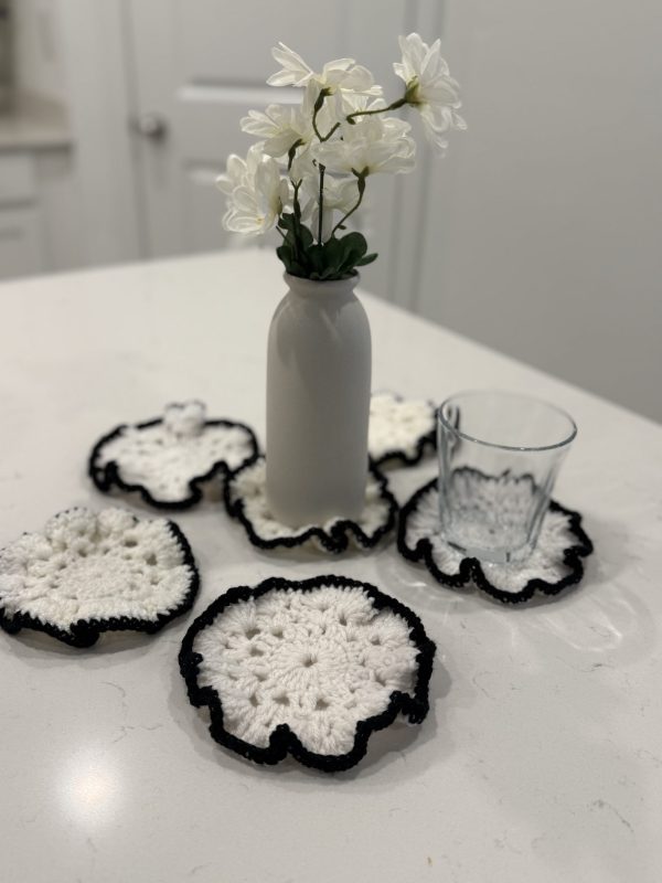 Crochet Black and White Coasters