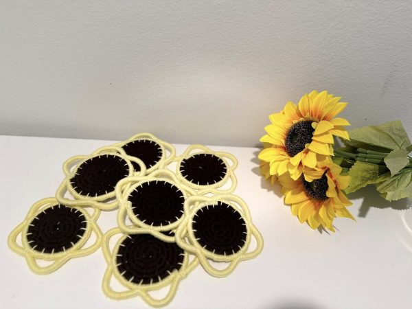 Sunflower-Inspired Yarn Coasters - 8 Set