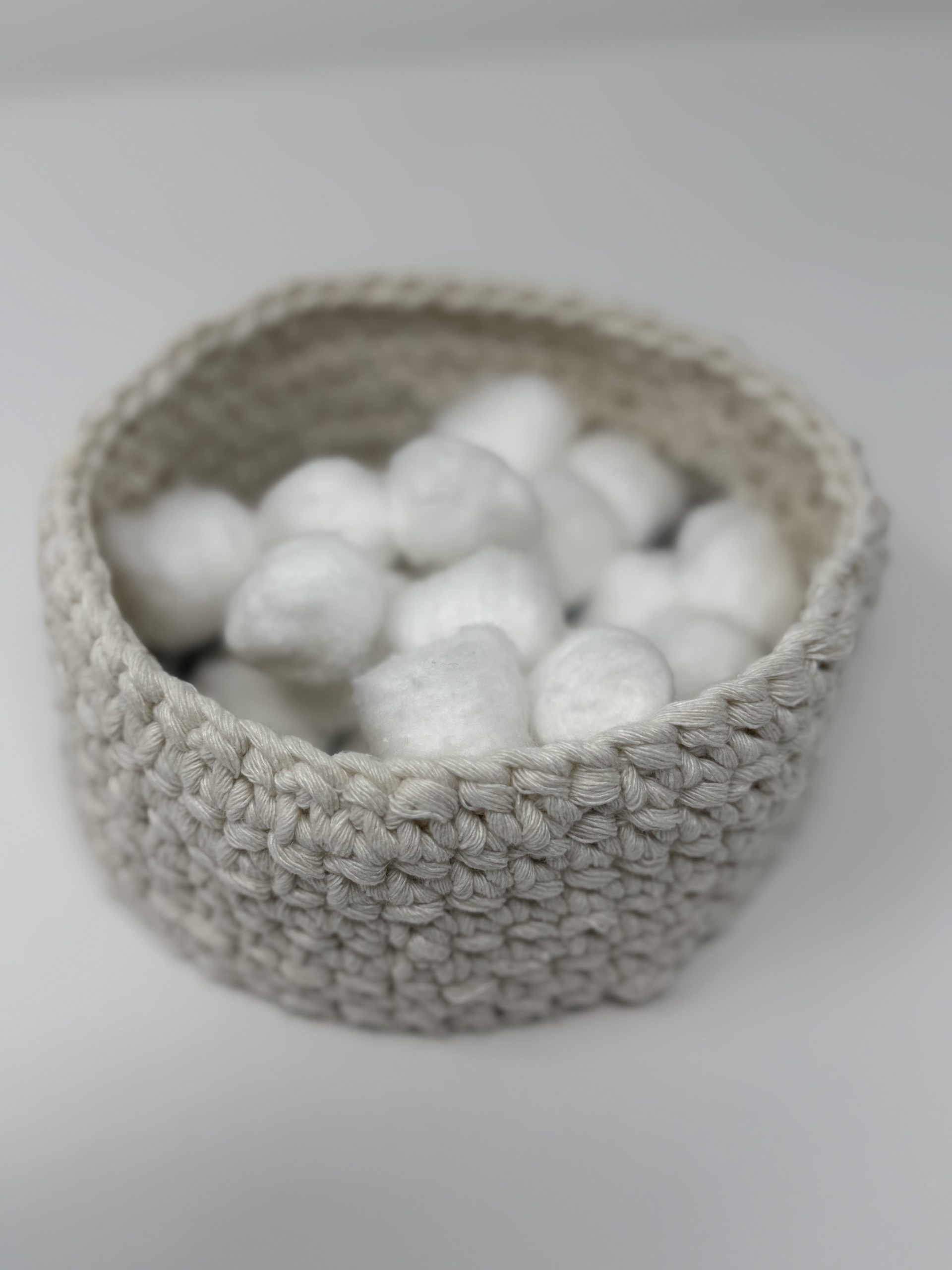 Crochet Basket with Floral Wooden Base - Image 5