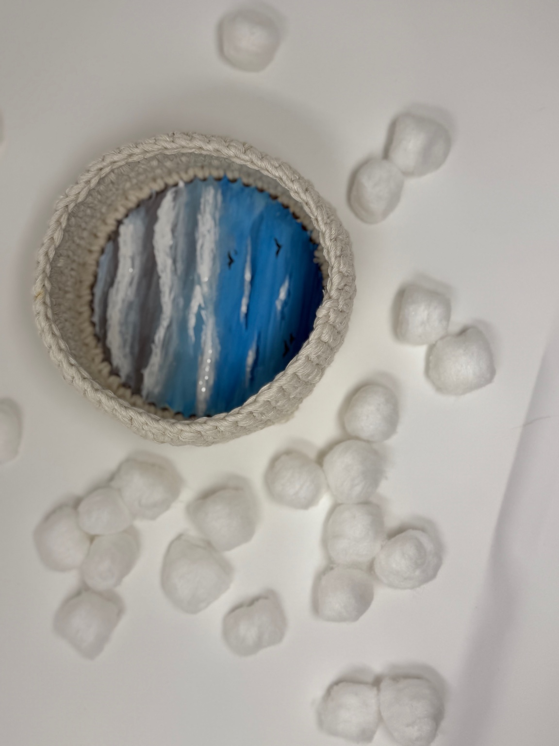 Crochet Small Basket with Ocean-Inspired Base - Image 3