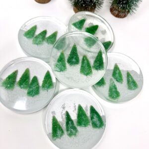 Christmas Tree Resin Coasters – Set of 6