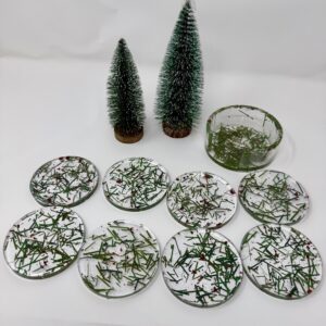 Christmas Evergreen Resin Coasters- 8set